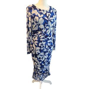 NWT Harlow And Rose Blue Bodycon Dress. Sheer Sleeves Size XL NWT Retail 68.00